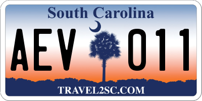 SC license plate AEV011