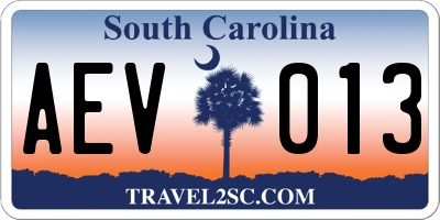 SC license plate AEV013