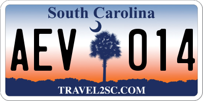 SC license plate AEV014