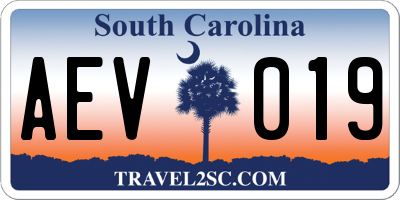 SC license plate AEV019