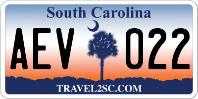 SC license plate AEV022