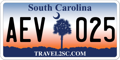 SC license plate AEV025