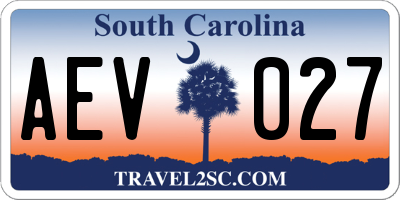 SC license plate AEV027