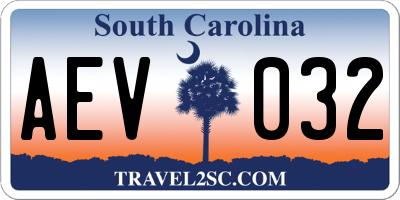 SC license plate AEV032