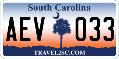 SC license plate AEV033