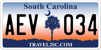 SC license plate AEV034