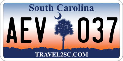 SC license plate AEV037
