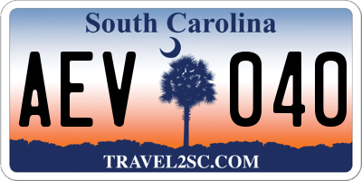 SC license plate AEV040