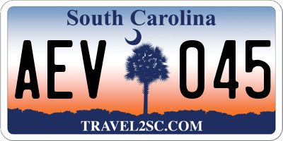 SC license plate AEV045