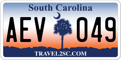 SC license plate AEV049