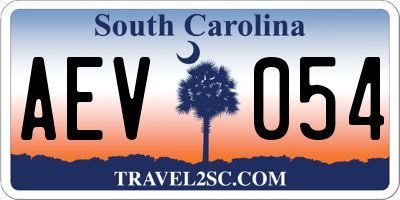 SC license plate AEV054