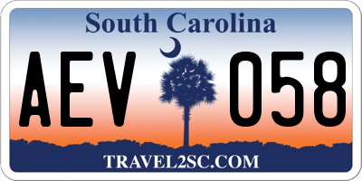 SC license plate AEV058