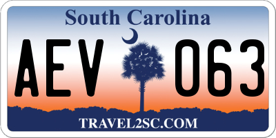 SC license plate AEV063