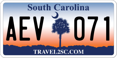 SC license plate AEV071