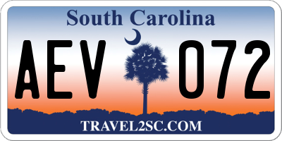 SC license plate AEV072