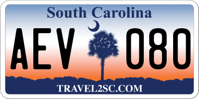 SC license plate AEV080