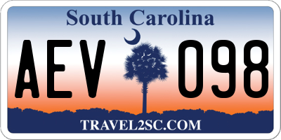SC license plate AEV098