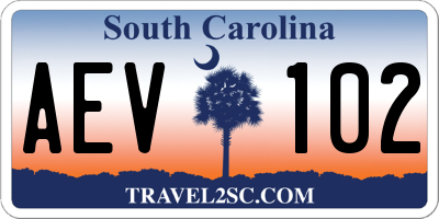 SC license plate AEV102