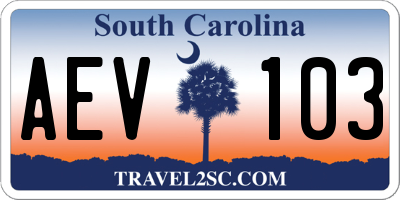 SC license plate AEV103