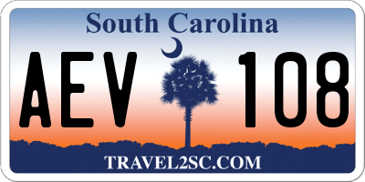 SC license plate AEV108