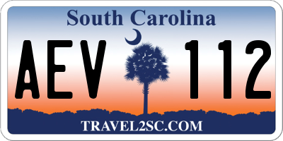 SC license plate AEV112