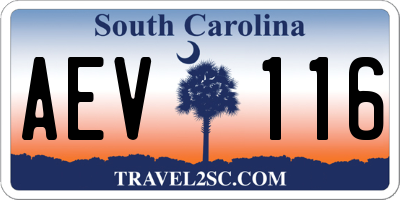 SC license plate AEV116