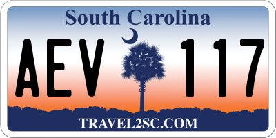 SC license plate AEV117