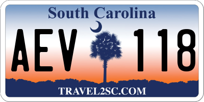 SC license plate AEV118