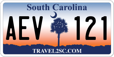 SC license plate AEV121