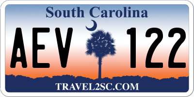 SC license plate AEV122