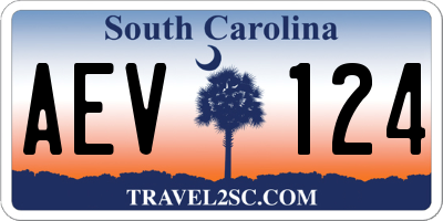 SC license plate AEV124