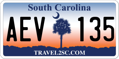 SC license plate AEV135