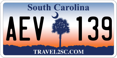 SC license plate AEV139