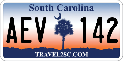 SC license plate AEV142
