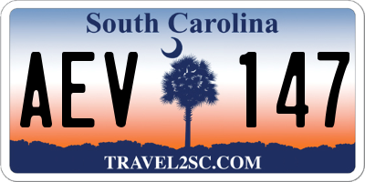 SC license plate AEV147