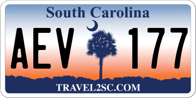 SC license plate AEV177