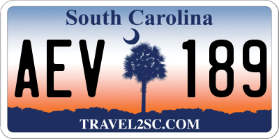 SC license plate AEV189