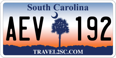 SC license plate AEV192