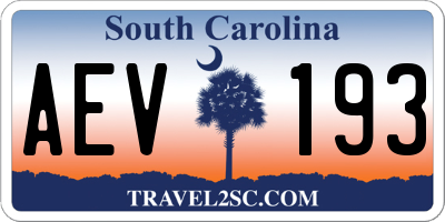 SC license plate AEV193