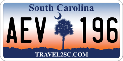 SC license plate AEV196