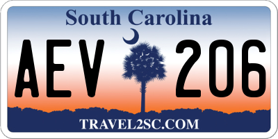 SC license plate AEV206