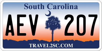 SC license plate AEV207