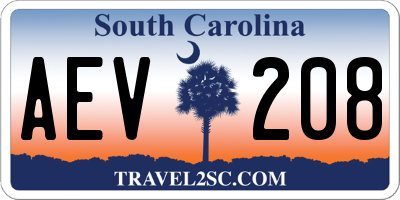 SC license plate AEV208