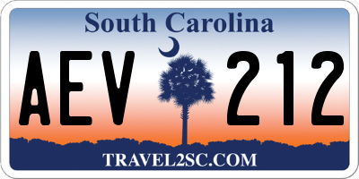 SC license plate AEV212
