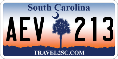 SC license plate AEV213