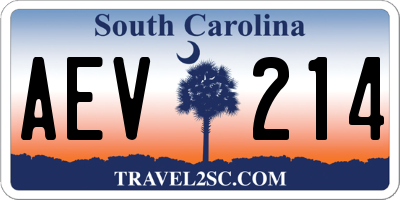 SC license plate AEV214