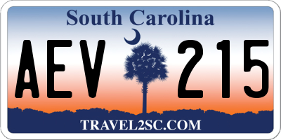 SC license plate AEV215