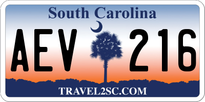 SC license plate AEV216