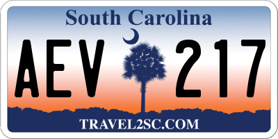 SC license plate AEV217