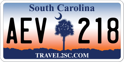 SC license plate AEV218